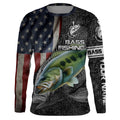 Largemouth Bass fishing American flag custom skull fishing Performance Long Sleeve NQS1085