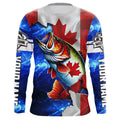 Bass Fishing Canadian Flag patriotic UV protection Custom name long sleeves NQS9309
