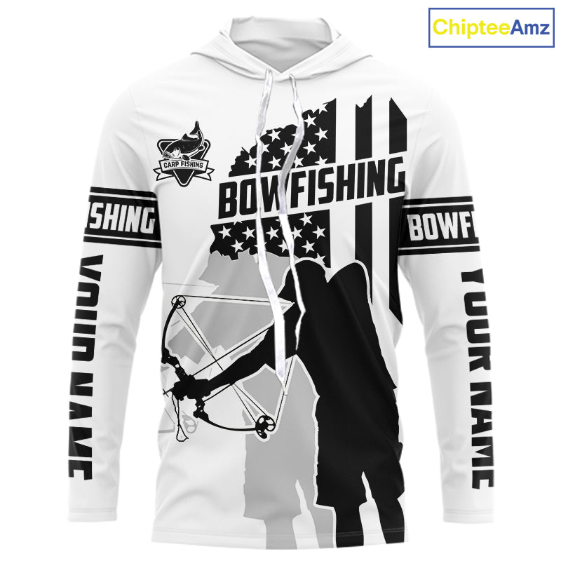 Carp hunter bowfishing black and white American flag Custom UV sun protection Long sleeve Fishing NQS9817