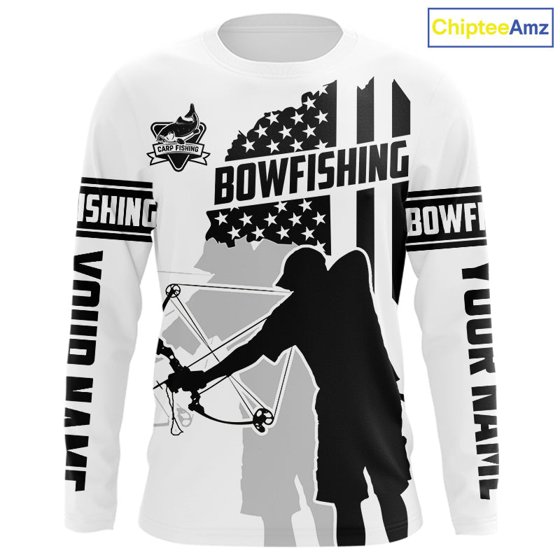 Carp hunter bowfishing black and white American flag Custom UV sun protection Long sleeve Fishing NQS9817