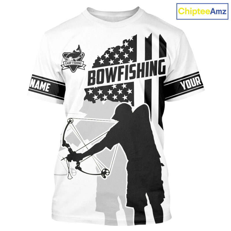 Carp hunter bowfishing black and white American flag Custom UV sun protection Long sleeve Fishing NQS9817