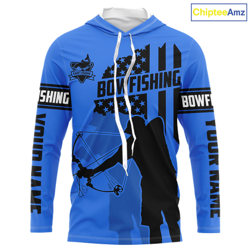 Carp hunter bowfishing black and blue American flag Custom UV sun protection Long sleeve Fishing NQS9818