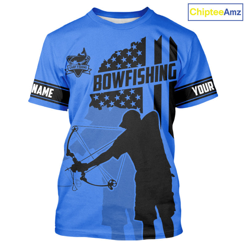 Carp hunter bowfishing black and blue American flag Custom UV sun protection Long sleeve Fishing NQS9818
