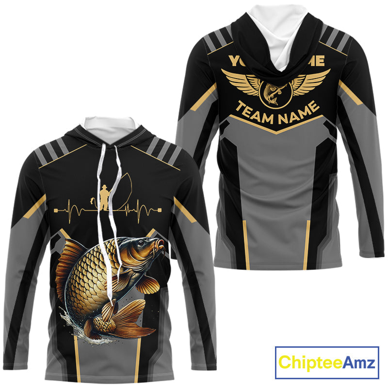 Personalized Black Carp Fishing, Team Carp Fishing Long Sleeve tournament| Yellow NQS9822