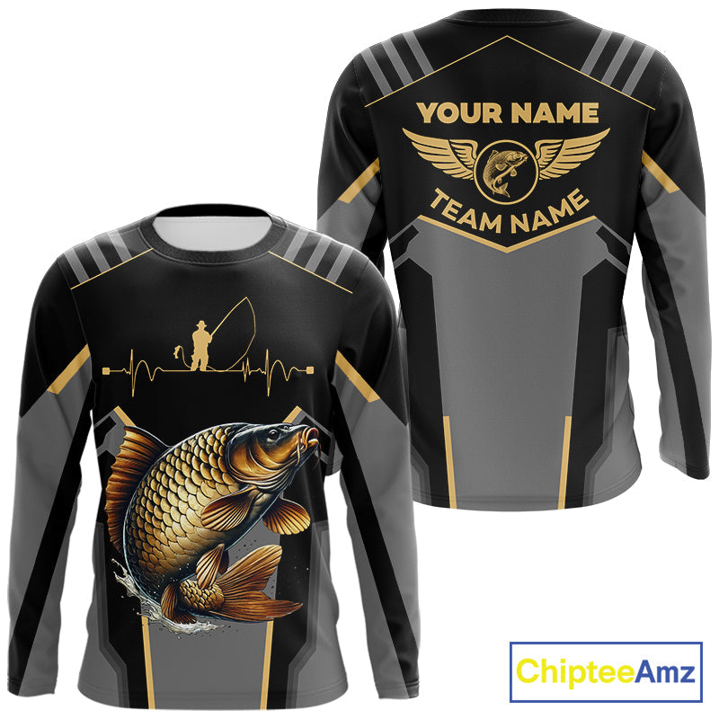 Personalized Black Carp Fishing, Team Carp Fishing Long Sleeve tournament| Yellow NQS9822