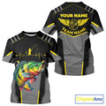 Personalized Black Peacock Bass Fishing, Team Bass Fishing Long Sleeve tournament| Yellow NQS9823
