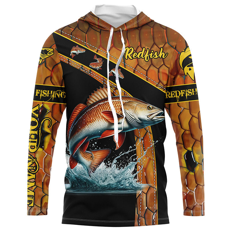 Redfish fishing scales UV protection Custom long sleeve fishing, red drum fishing NQS5394
