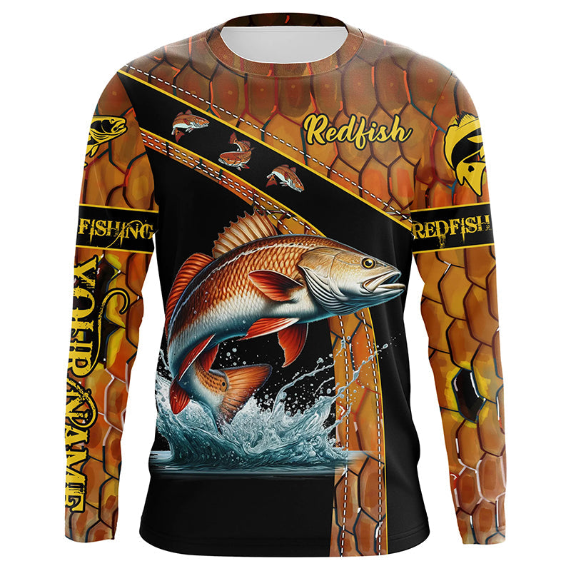 Redfish fishing scales UV protection Custom long sleeve fishing, red drum fishing NQS5394