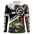 Largemouth Bass Fishing American flag patriot customize performance long sleeve fishing NQS1909