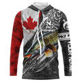 Canadian Flag Northern Pike Fishing Custom long sleeve performance Fishing, pike Fishing NQS3538