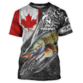 Canadian Flag Northern Pike Fishing Custom long sleeve performance Fishing, pike Fishing NQS3538