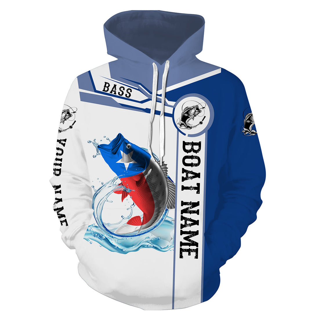 Texas Bass Fishing Texas Flag Custom name and boat name performance, Sweatshirt Fishing, Patriotic Fishing gifts NQS2321