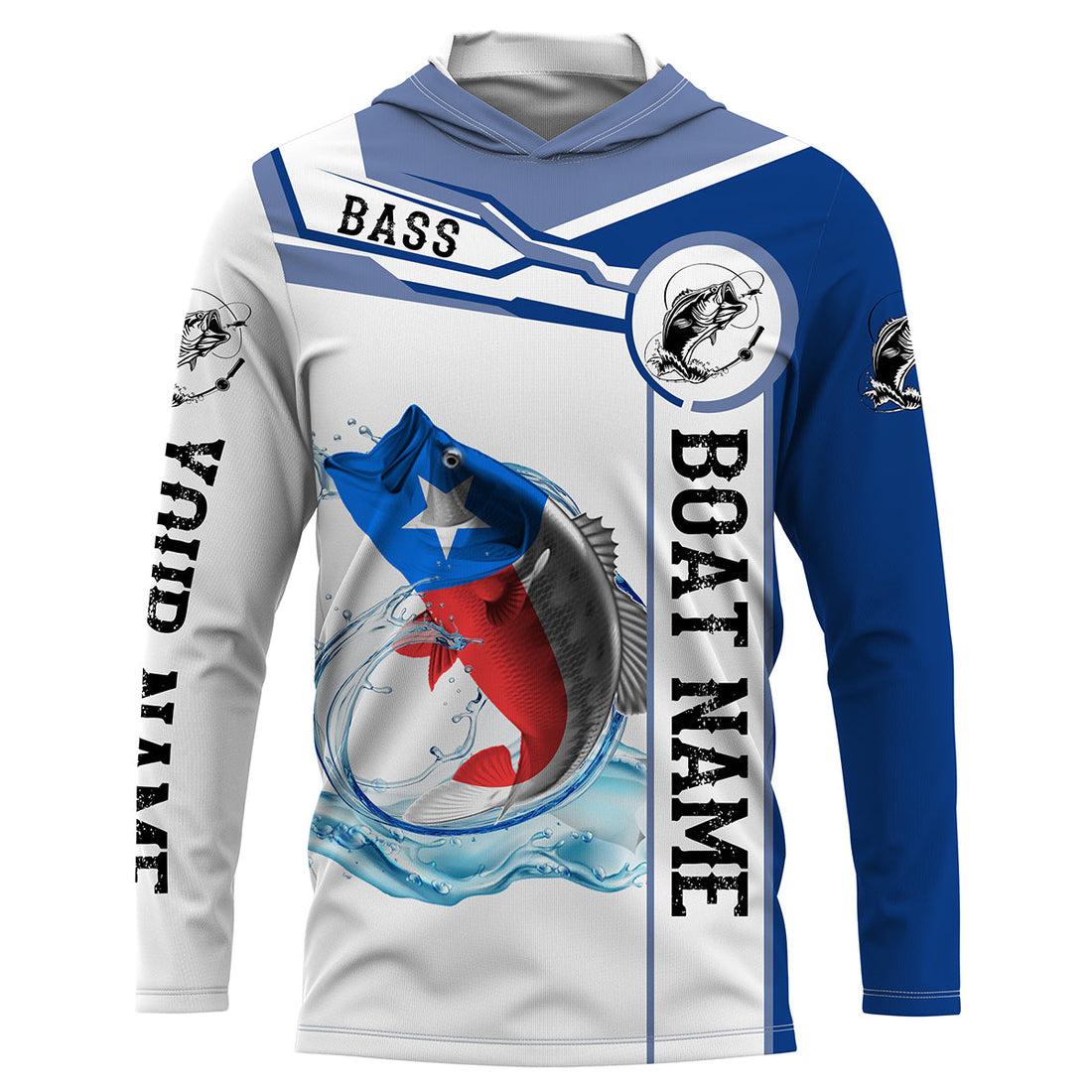 Texas Bass Fishing Texas Flag Custom name and boat name performance, Sweatshirt Fishing, Patriotic Fishing gifts NQS2321