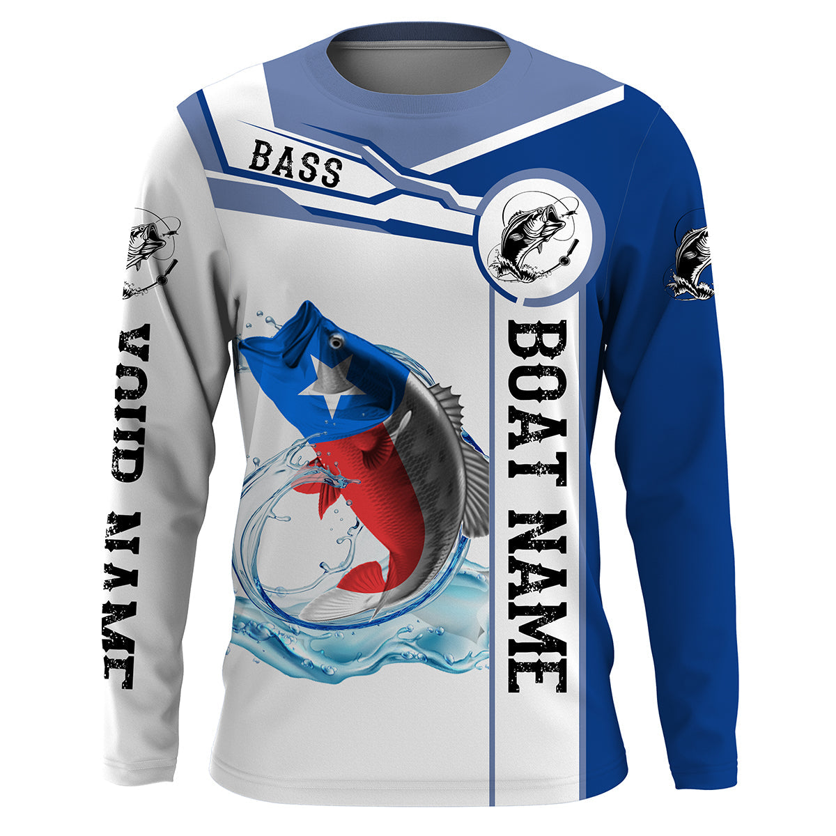 Texas Bass Fishing Texas Flag Custom name and boat name performance, Sweatshirt Fishing, Patriotic Fishing gifts NQS2321