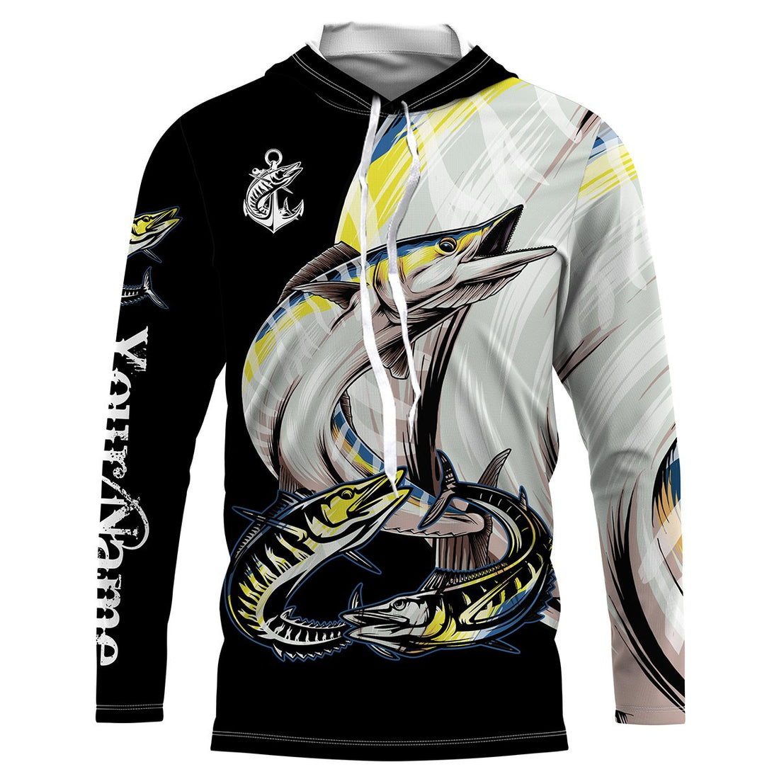 Wahoo saltwater fishing Customize Name UV protection quick dry UPF 30+ long sleeves fishing,gifts for fishing lover NQS2452