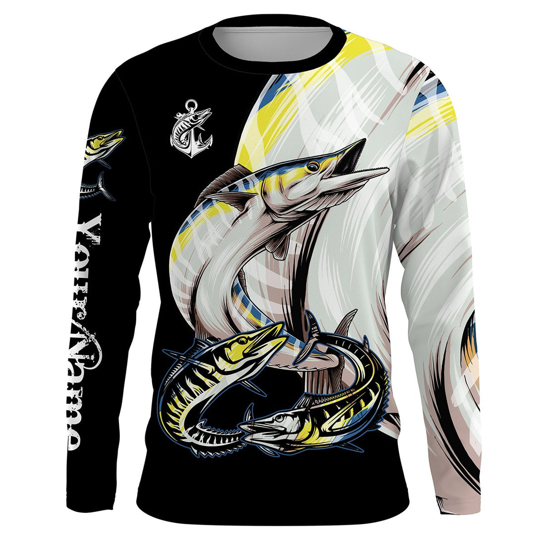 Wahoo saltwater fishing Customize Name UV protection quick dry UPF 30+ long sleeves fishing,gifts for fishing lover NQS2452