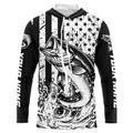 Black and White American Flag Largemouth Bass Fishing Custom patriotic Bass fishing NQS9112