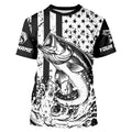 Black and White American Flag Largemouth Bass Fishing Custom patriotic Bass fishing NQS9112