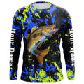 Walleye fishing green blue camo Custom UV protection performance long sleeve fishing NQS7107