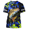 Walleye fishing green blue camo Custom UV protection performance long sleeve fishing NQS7107