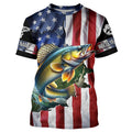 Walleye fishing American Flag Patriotic Fourth of July personalized Walleye fishing tournament NQS5121