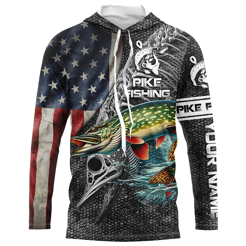 Northern Pike Fishing American Flag Custome Name 3D All Over Printed Personalized Fishing gift NQS339