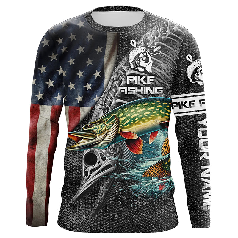 Northern Pike Fishing American Flag Custome Name 3D All Over Printed Personalized Fishing gift NQS339