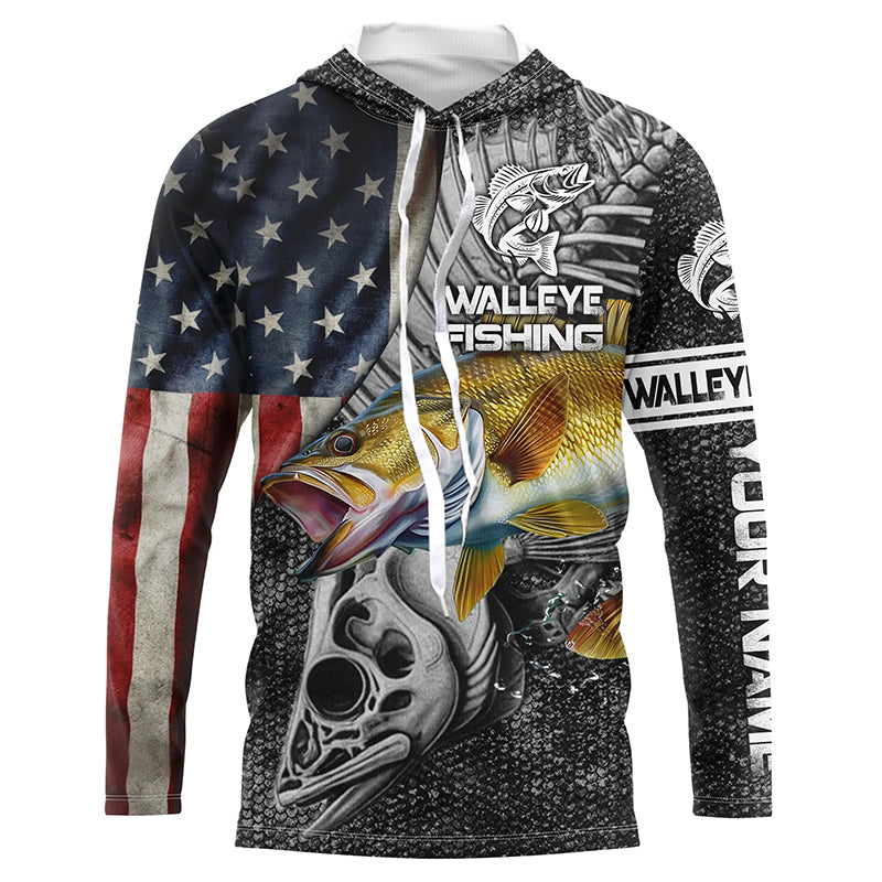 Walleye Fishing American Flag patriotic Custome 3D All Over Printed Personalized Fishing gift NQS340