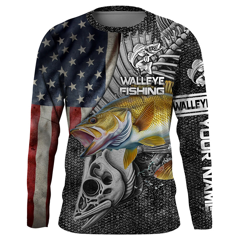 Walleye Fishing American Flag patriotic Custome 3D All Over Printed Personalized Fishing gift NQS340