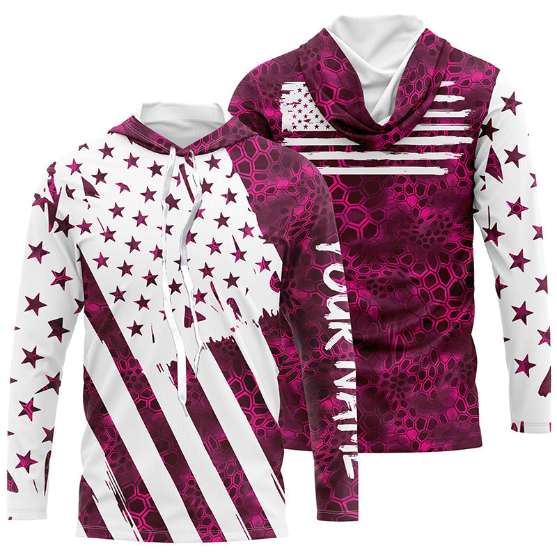 American flag pink camo fishing personalized patriotic UV Protection camouflage Women Fishing NQS5628
