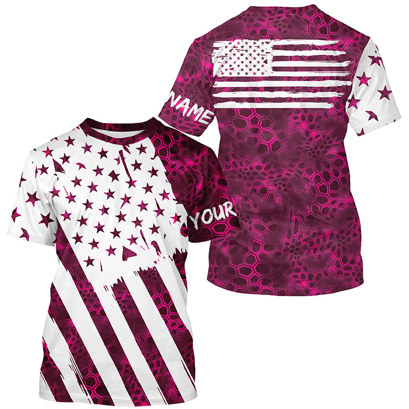 American flag pink camo fishing personalized patriotic UV Protection camouflage Women Fishing NQS5628