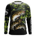 Smallmouth Bass fishing black green camo custom name sun protection long sleeve fishing NQS3869