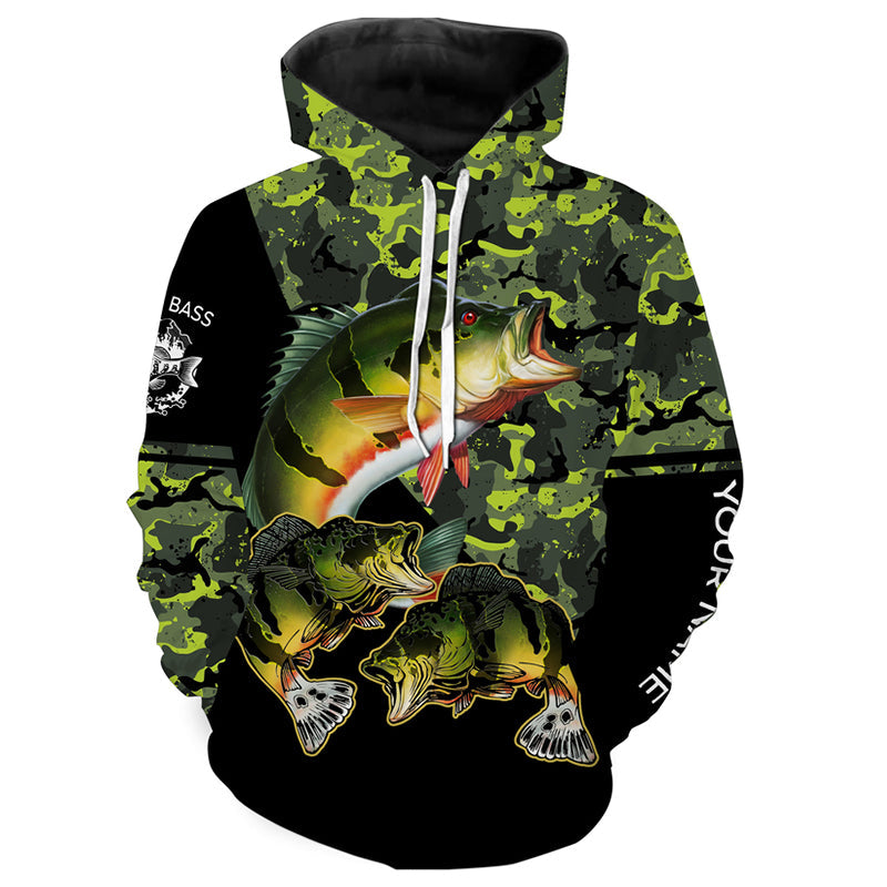 Peacock Bass fishing black green camo Custom name fishing | - NPQ956