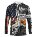 Redfish red drum fishing fish skeleton American flag Custom sun protection long sleeve fishing NQS4053