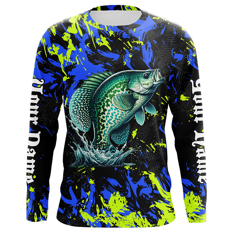 Crappie fishing green blue camo Custom UV protection performance long sleeve fishing NQS7122
