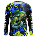 Mahi mahi fishing green blue camo Custom UV protection performance long sleeve fishing NQS7123