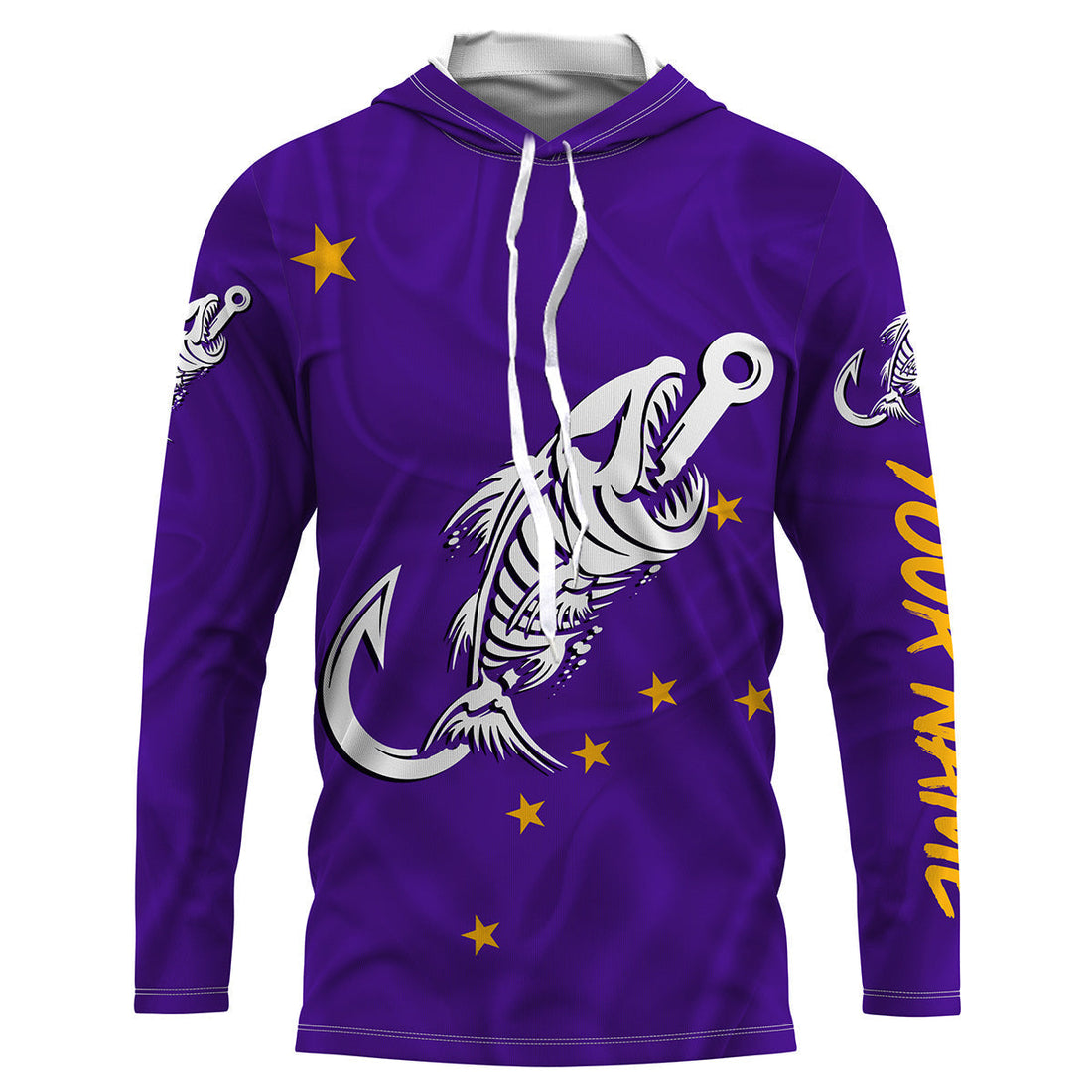AK purple Fishing Custom Alaska Flag Fish hook skull sun protection fishing, women NQS3388