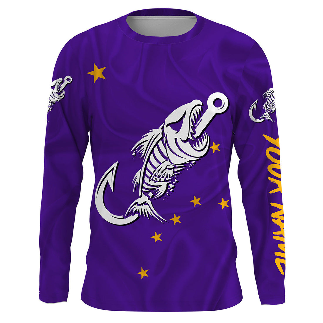 AK purple Fishing Custom Alaska Flag Fish hook skull sun protection fishing, women NQS3388