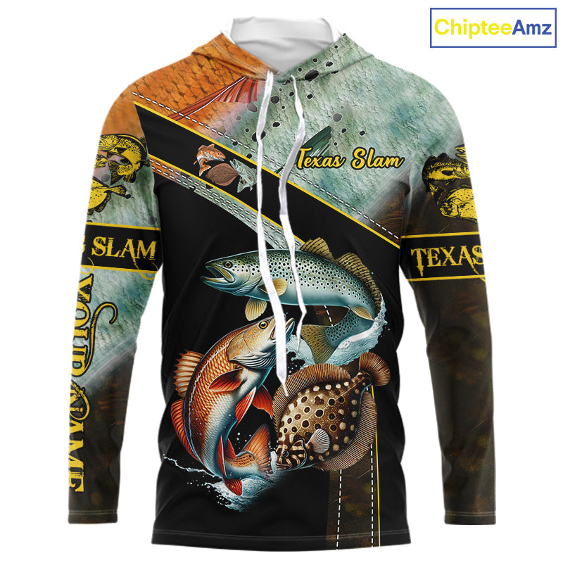 Redfish, Trout, Flounder fishing scales Custom long sleeve fishing, TX Slam fishing