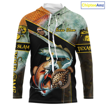 Redfish, Trout, Flounder fishing scales Custom long sleeve fishing, TX Slam fishing