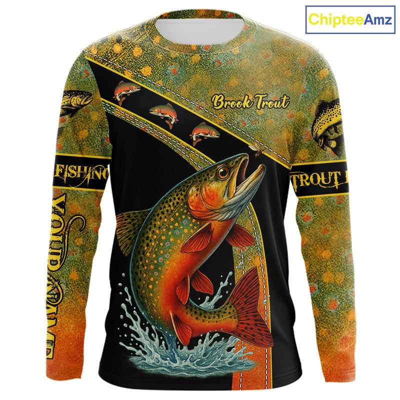 Brook Trout fishing scales UV protection Custom long sleeve fishing, Trout fishing