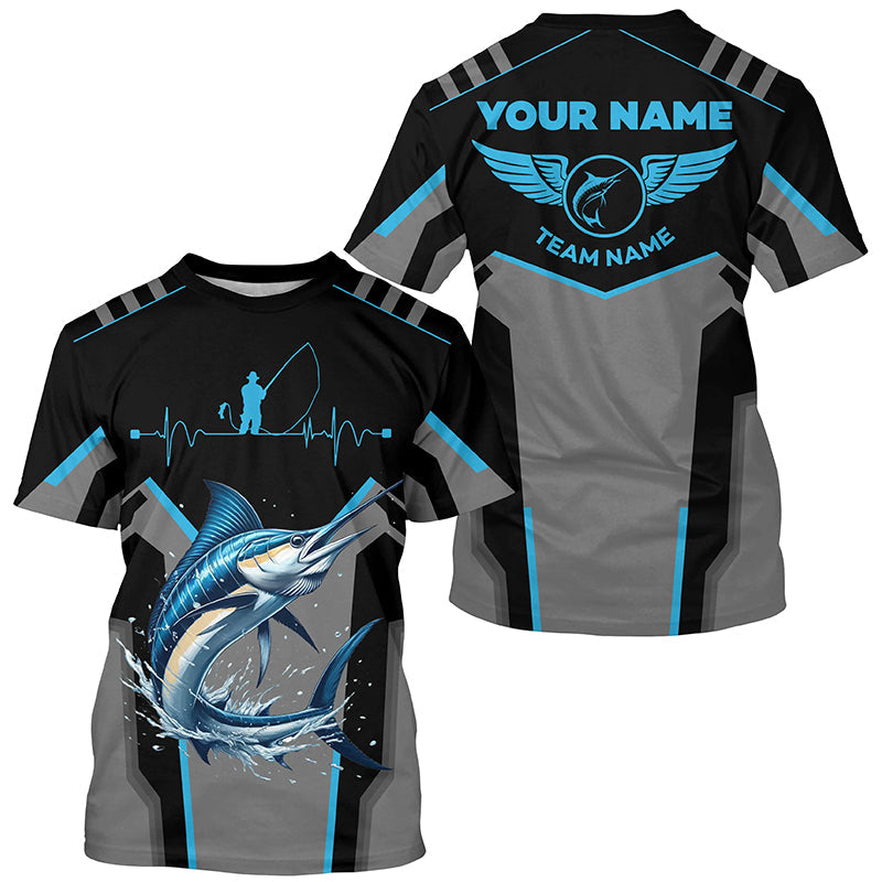 Personalized Black Marlin Fishing, Team Marlin Fishing Long Sleeve tournament| Blue NQS6306