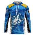 Bass Fishing tattoo blue UV protection customize name long sleeves fishing NQS2328