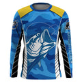 Bass Fishing tattoo blue UV protection customize name long sleeves fishing NQS2328
