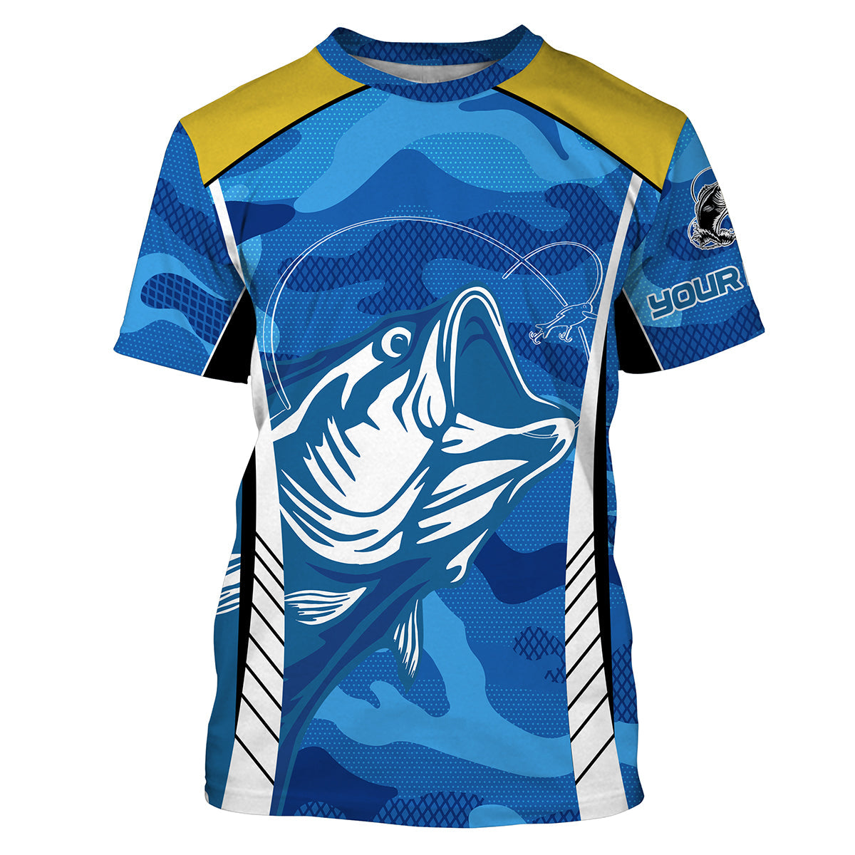 Bass Fishing tattoo blue UV protection customize name long sleeves fishing NQS2328