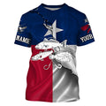 Texas flag Inshore Grand slam fishing Redfish, trout, flounder Custom name Long Sleeve Fishing NQS4064