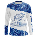 Blue camo Largemouth bass Customize name UV protection Performance Long Sleeve fishing NQS1101