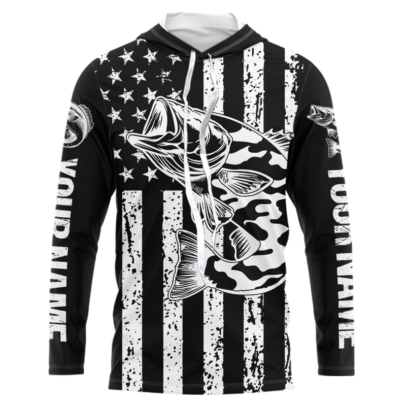 Black and White American Flag Largemouth Bass Fishing Camo Custom patriotic Bass fishing NQS9119