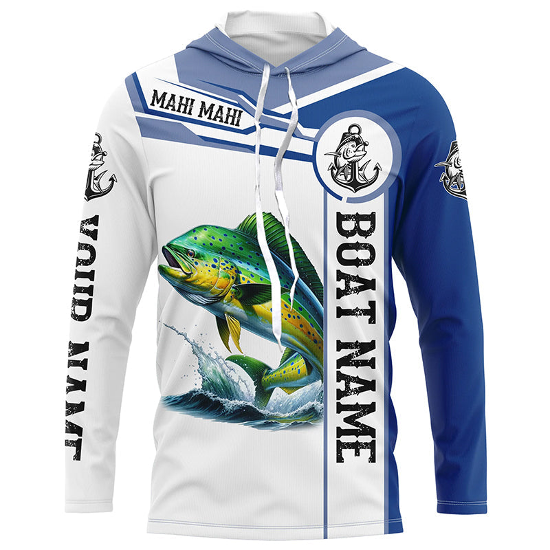 Mahi mahi fishing Customize name and boat name tournament long sleeves fishing NQS1578