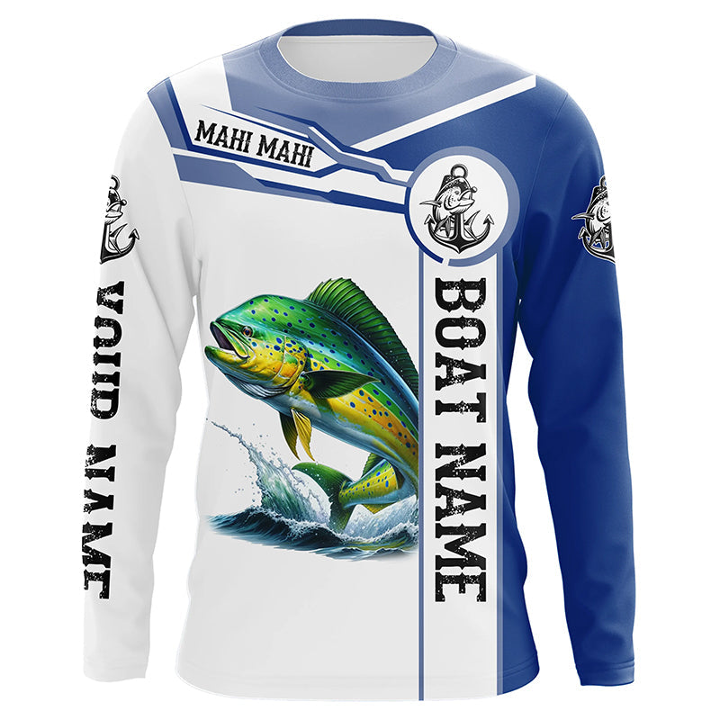 Mahi mahi fishing Customize name and boat name tournament long sleeves fishing NQS1578
